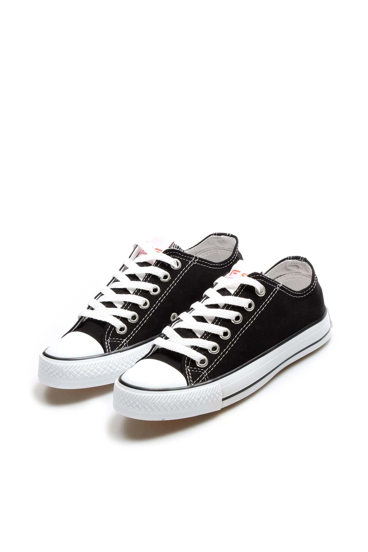 Men's Black Canvas Low-Top Sneakers with White Laces