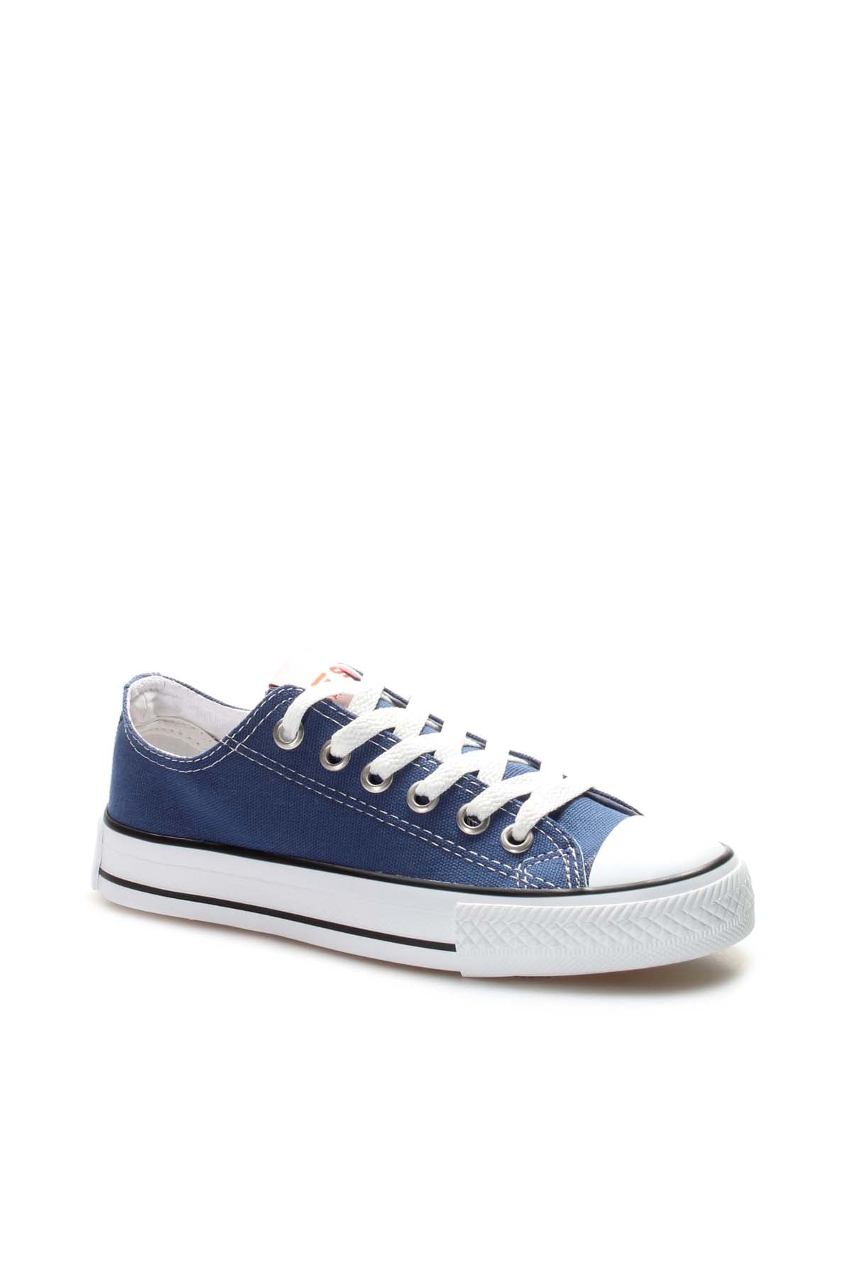 Men's Navy Canvas Low-Top Sneakers with White Laces
