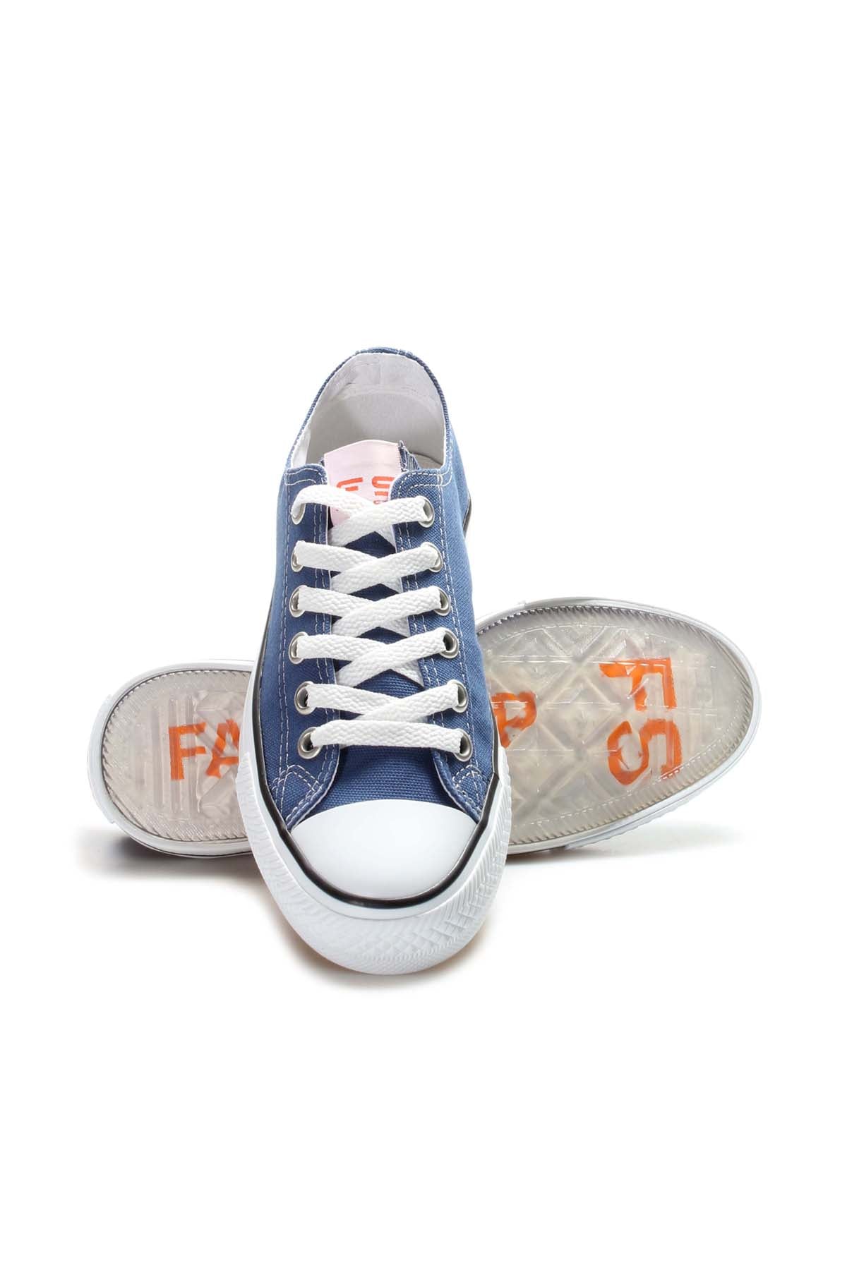 Men's Navy Canvas Low-Top Sneakers with White Laces