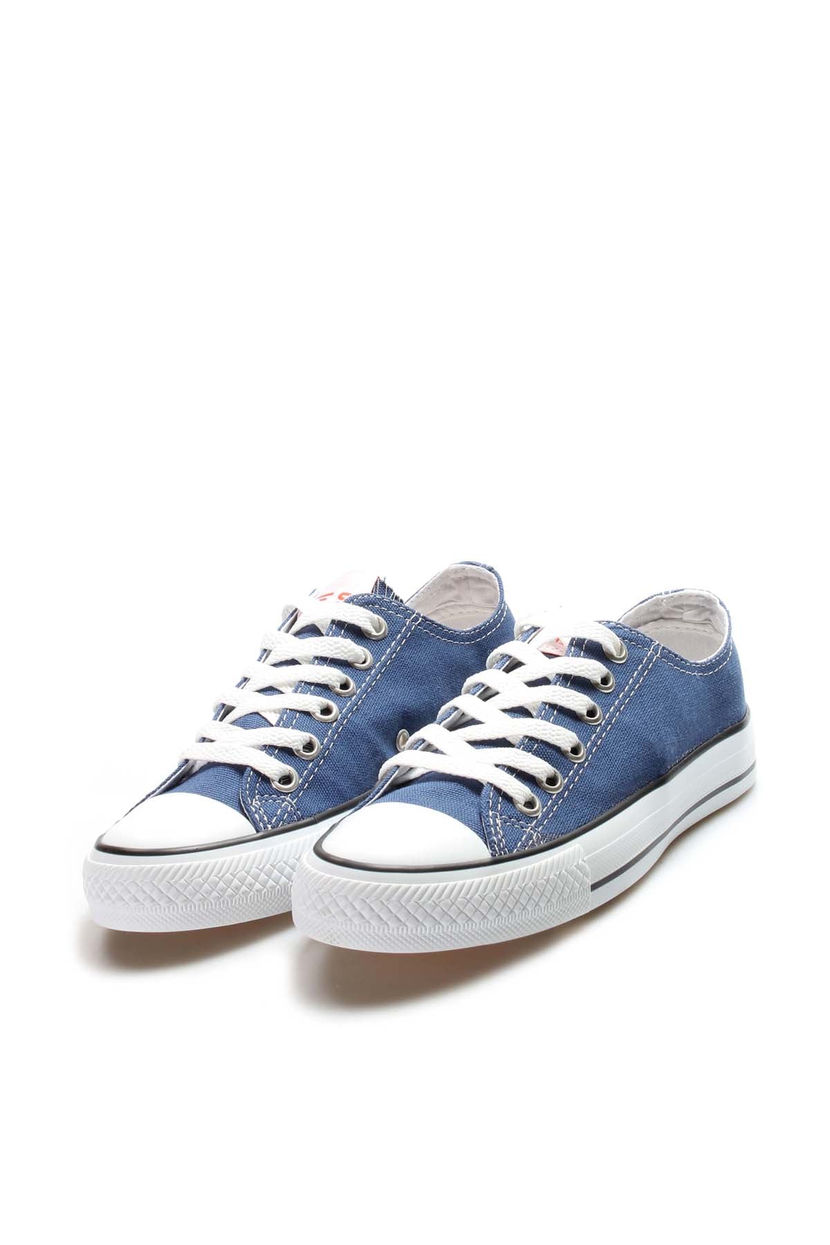 Men's Navy Canvas Low-Top Sneakers with White Laces