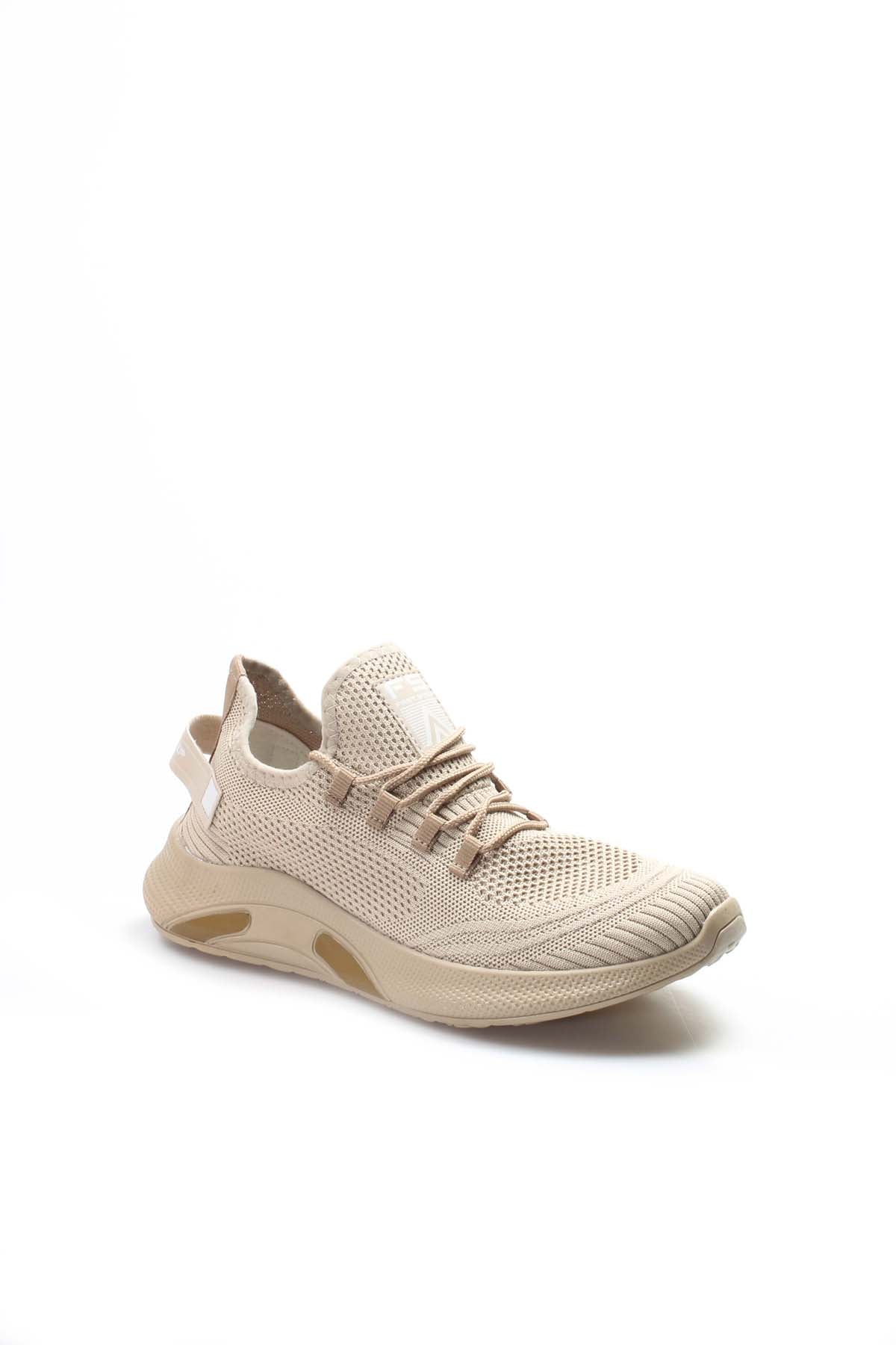 Men's Beige Lightweight Knit Sneakers with Breathable Design