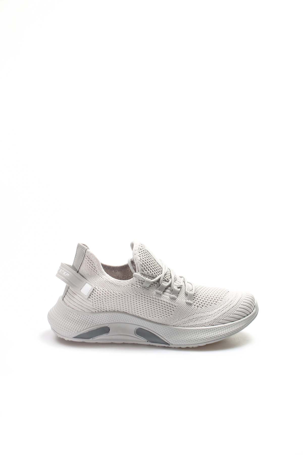 Men's Light Gray Knit Sneakers with Cushioned Sole