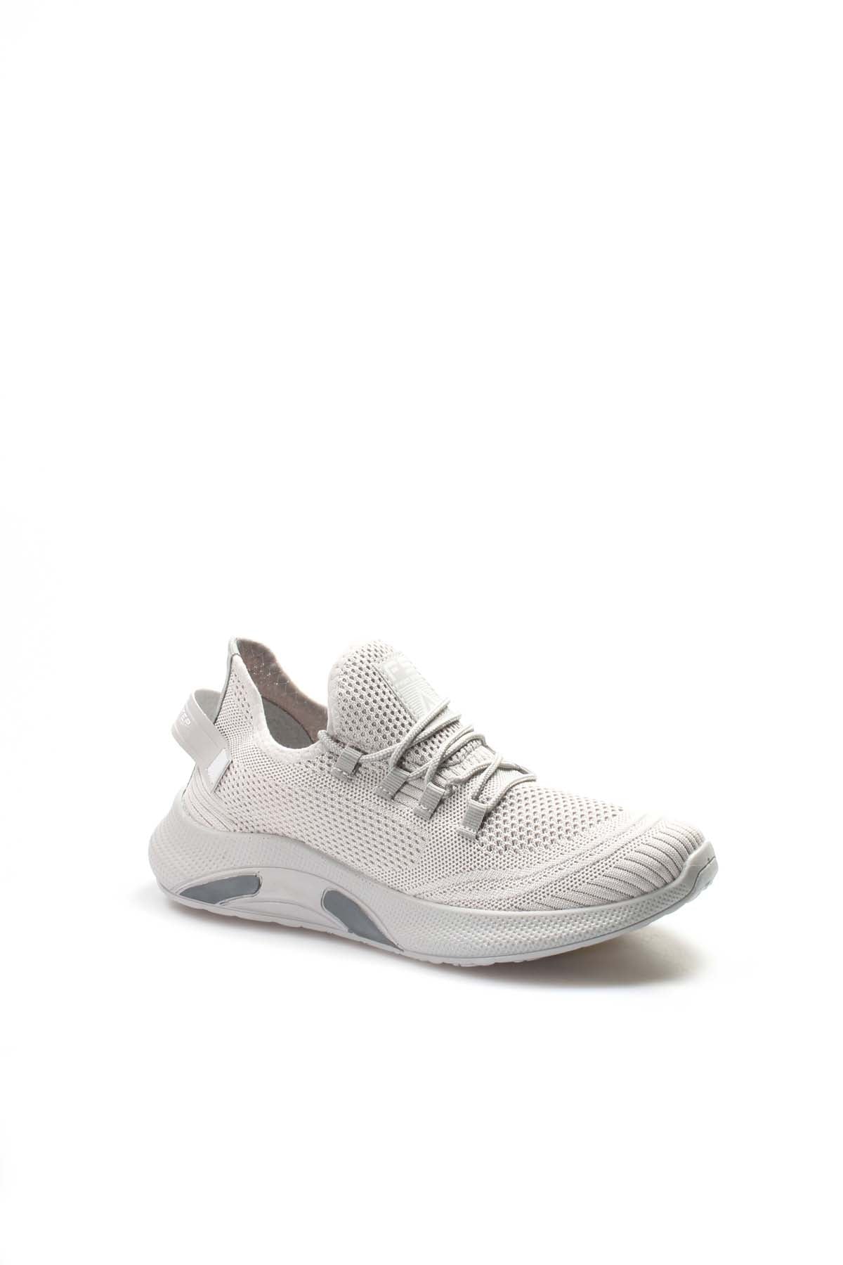 Men's Light Gray Knit Sneakers with Cushioned Sole