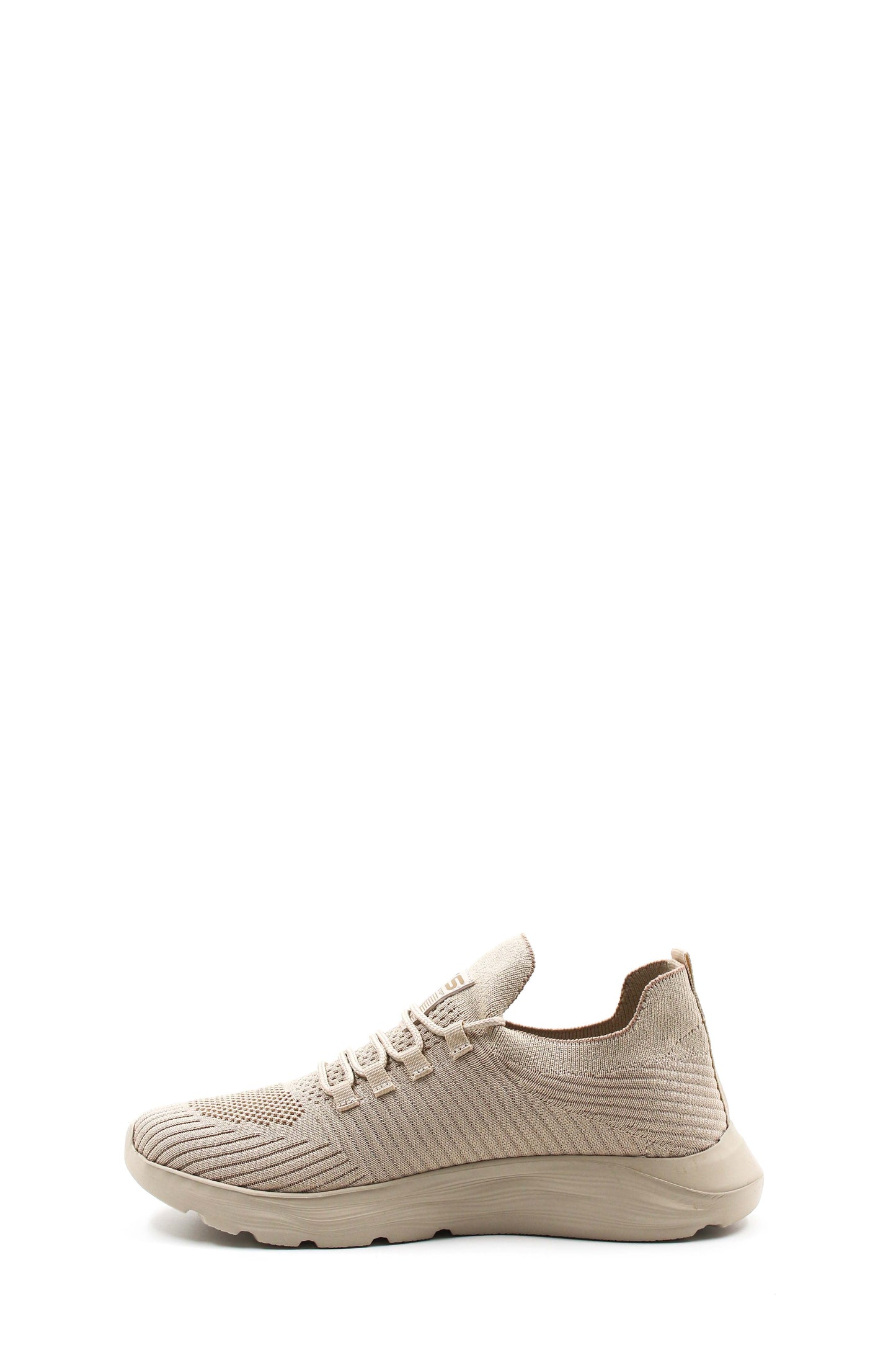 Men's Beige Knit Sneakers with Cushioned Sole