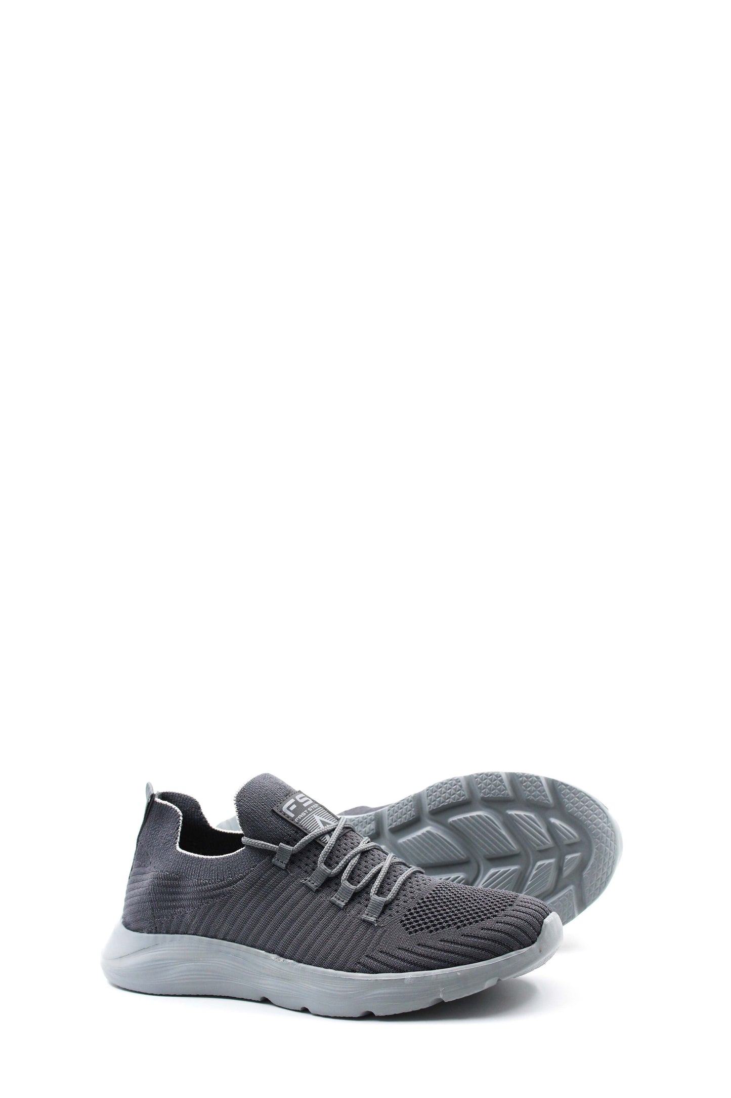 Men's Gray Knit Sneakers with Cushioned Sole