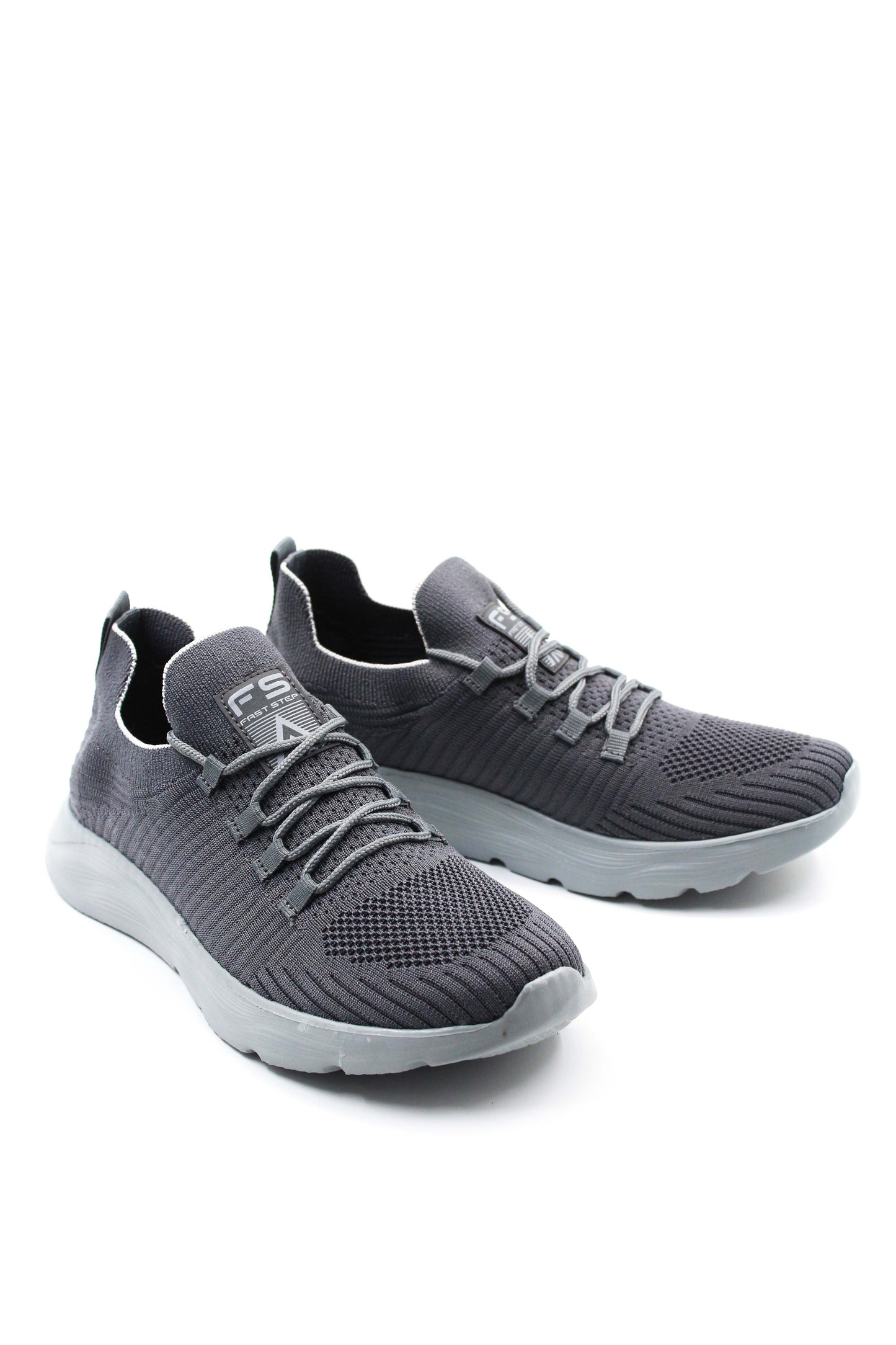 Men's Gray Knit Sneakers with Cushioned Sole