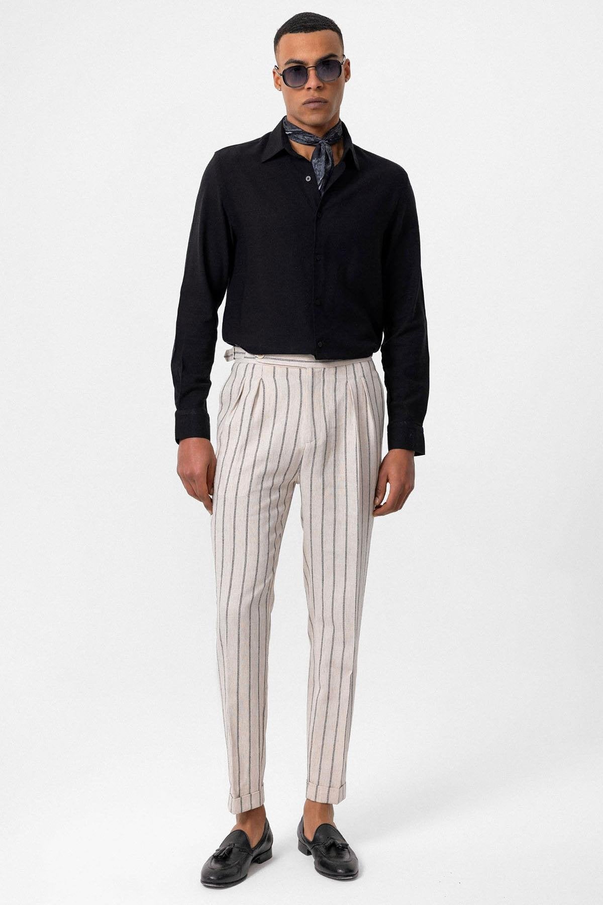 Men's Black Long Sleeve Linen Shirt