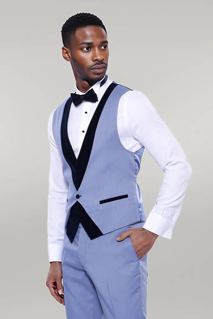 KOALA SYDNEY Velvet Collar Patterned Blue Tuxedo |