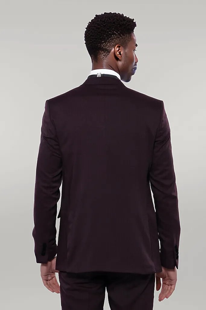 KOALA SYDNEY Velvet Collar Patterned Burgundy Tuxedo -