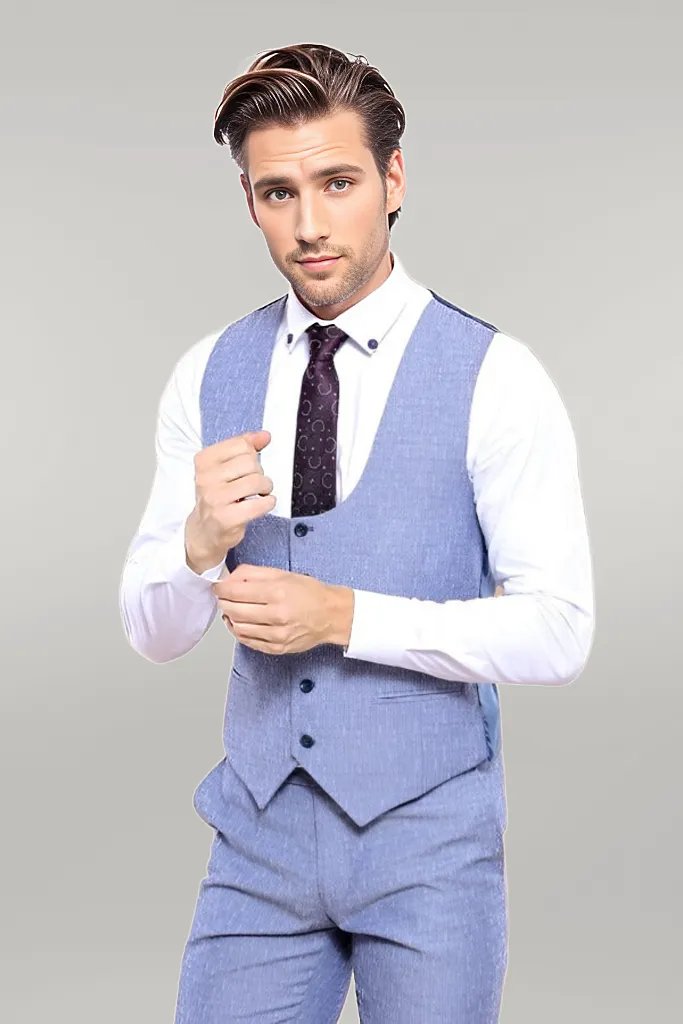 Vested Blue Men's Suit |