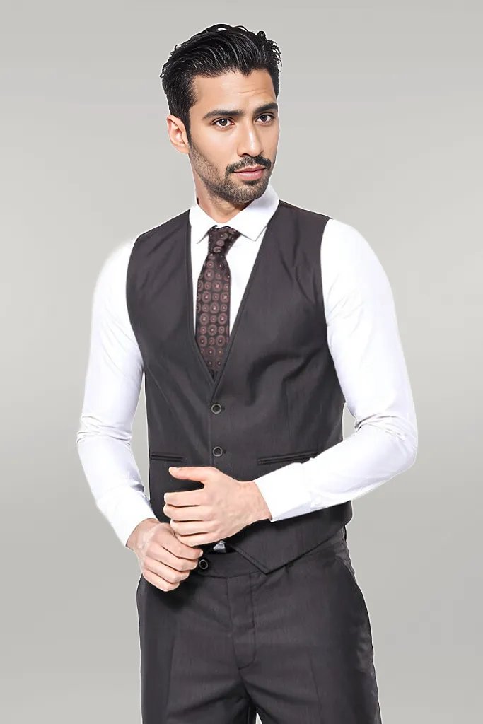 KOALA SYDNEY Vested Brown Patterned Men's Suit |