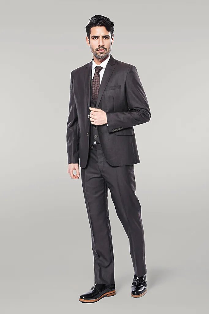 KOALA SYDNEY Vested Brown Patterned Men's Suit |