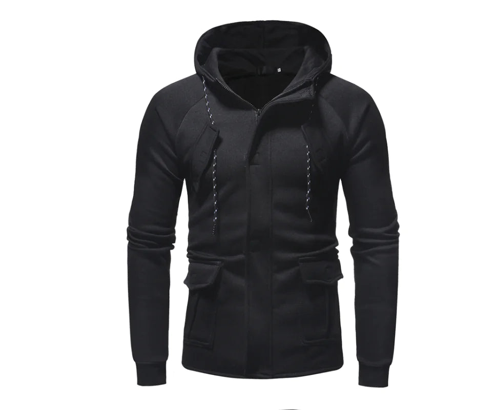 Hooded Cardigan Sweatshirt with Multiple Pockets
