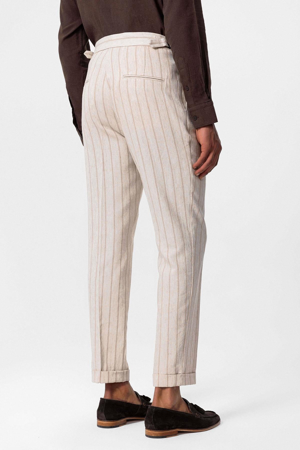 KOALA SYDNEY Men's Mink Vizon High-Waist Linen Blend Pants -