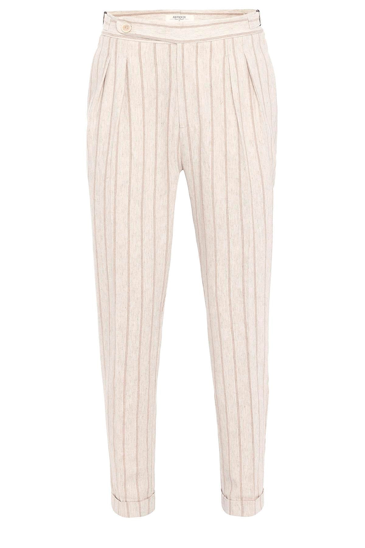 KOALA SYDNEY Men's Mink Vizon High-Waist Linen Blend Pants -
