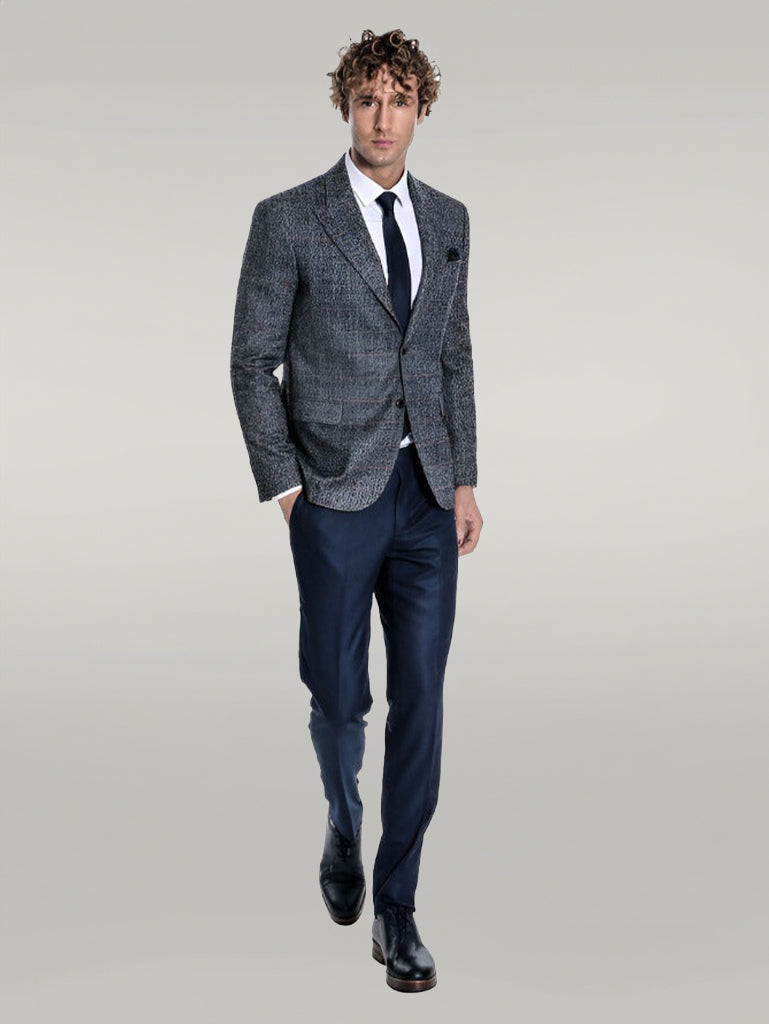 KOALA SYDNEY Checked Navy Blue Men Blazer
