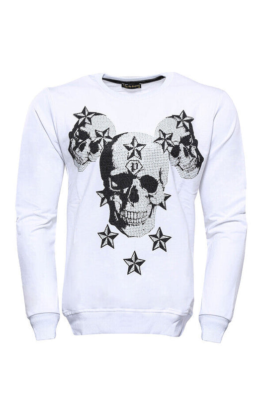 White Skulls Printed Sweatshirt
