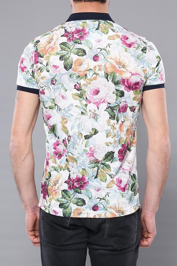 KOALA SYDNEY Polo Neck Floral Pattern Green T-Shirt
