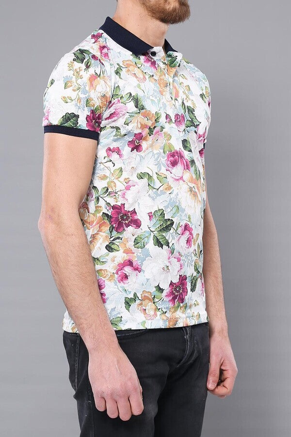 KOALA SYDNEY Polo Neck Floral Pattern Green T-Shirt