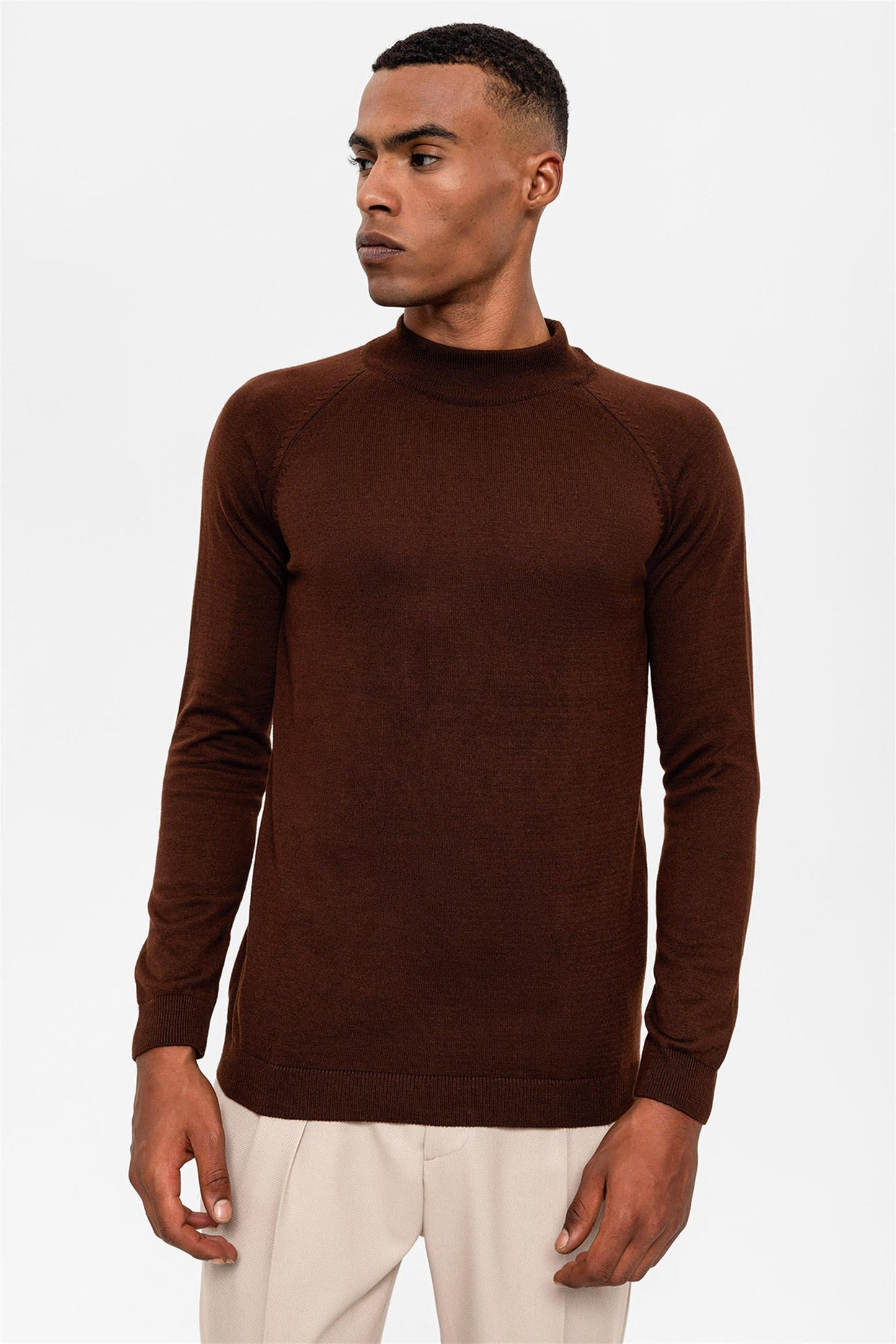 KOALA SYDNEY Men's Brown Half Turtleneck Sweater