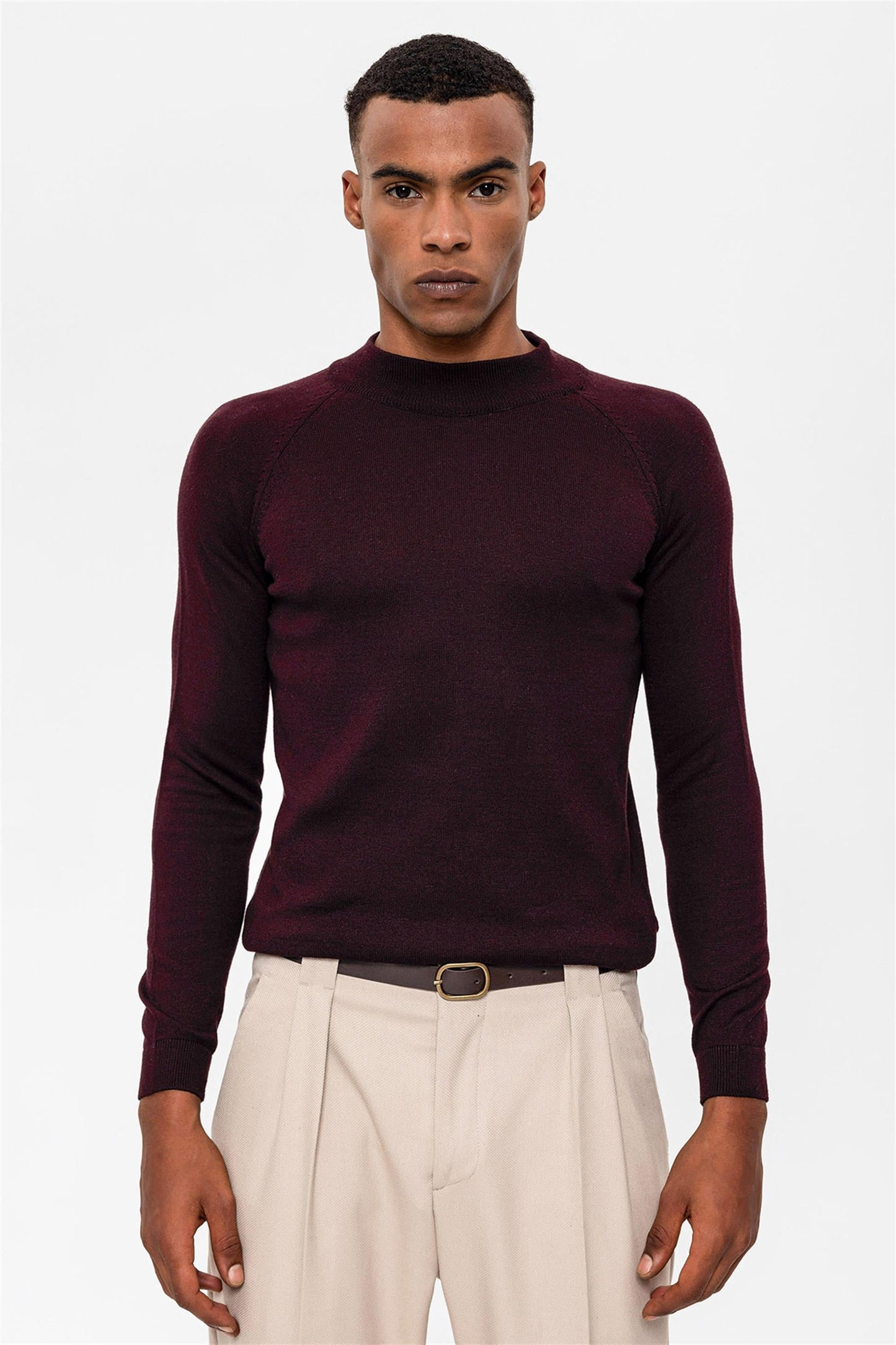 KOALA SYDNEY Men's Dark Damson Half Turtleneck Sweater