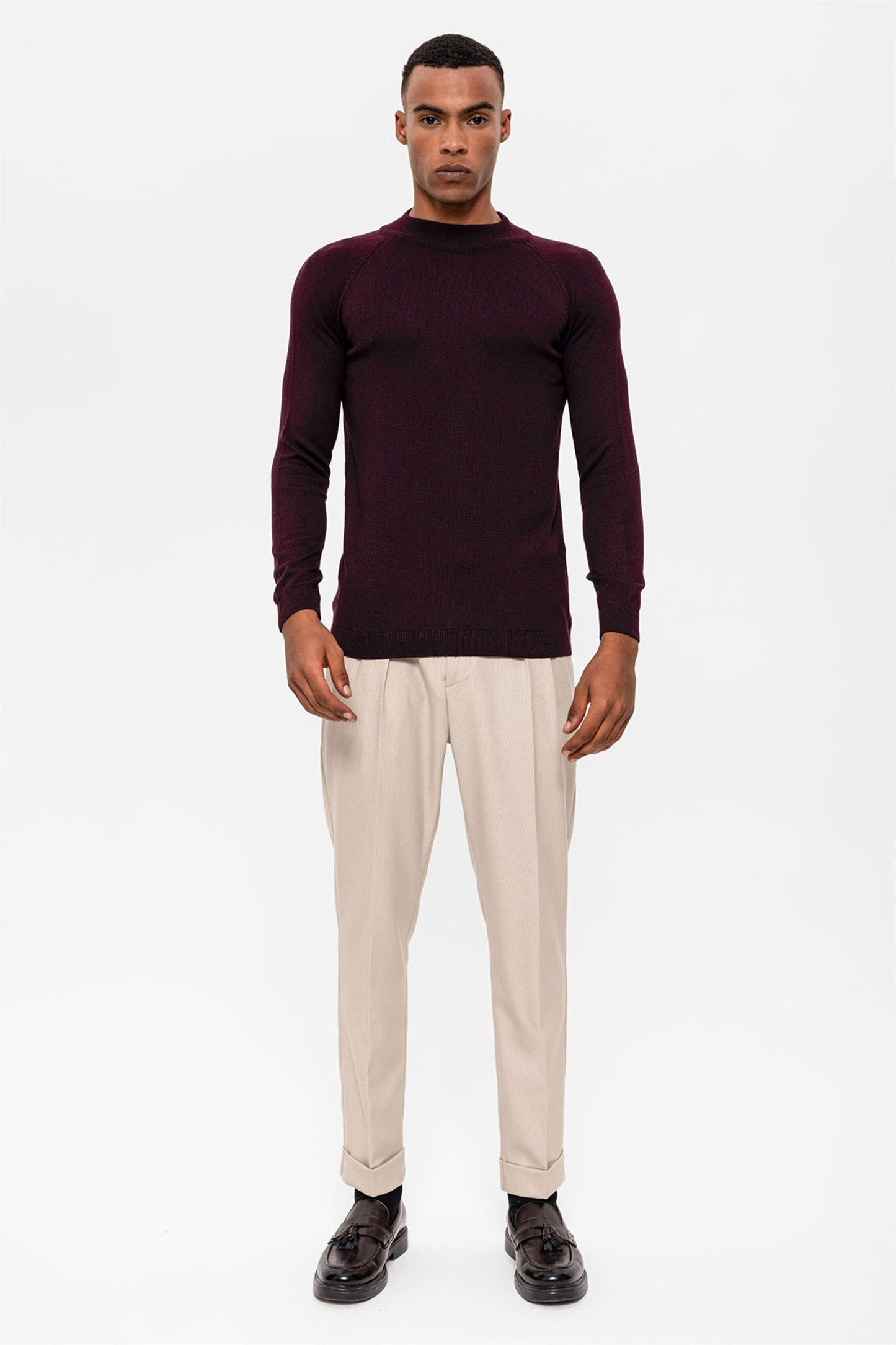 KOALA SYDNEY Men's Dark Damson Half Turtleneck Sweater