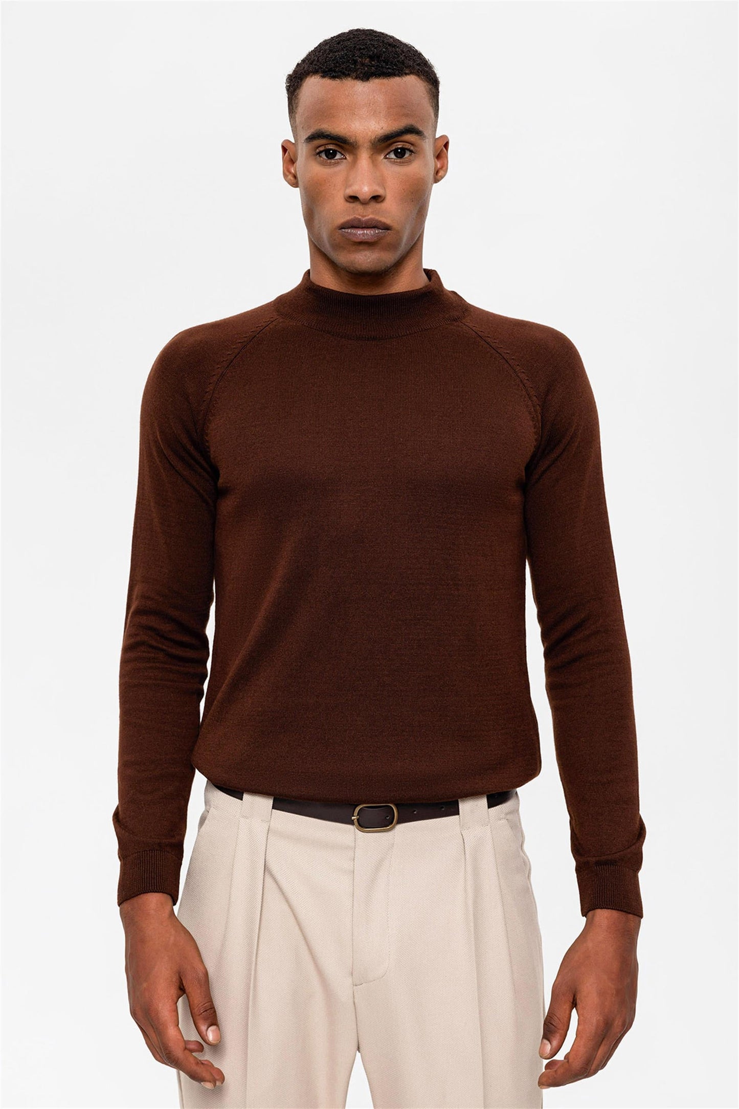 KOALA SYDNEY Men's Brown Half Turtleneck Sweater