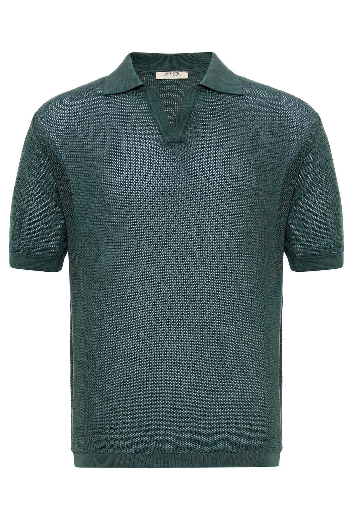 KOALA SYDNEY Men's Green Polo Neck Knit T-Shirt