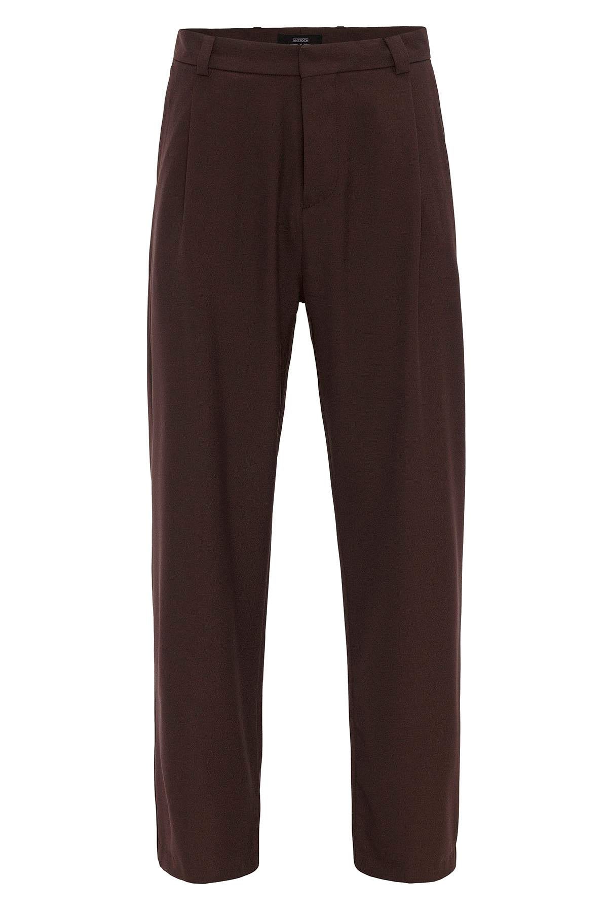 Men's Brown High-Waisted Baggy Pants