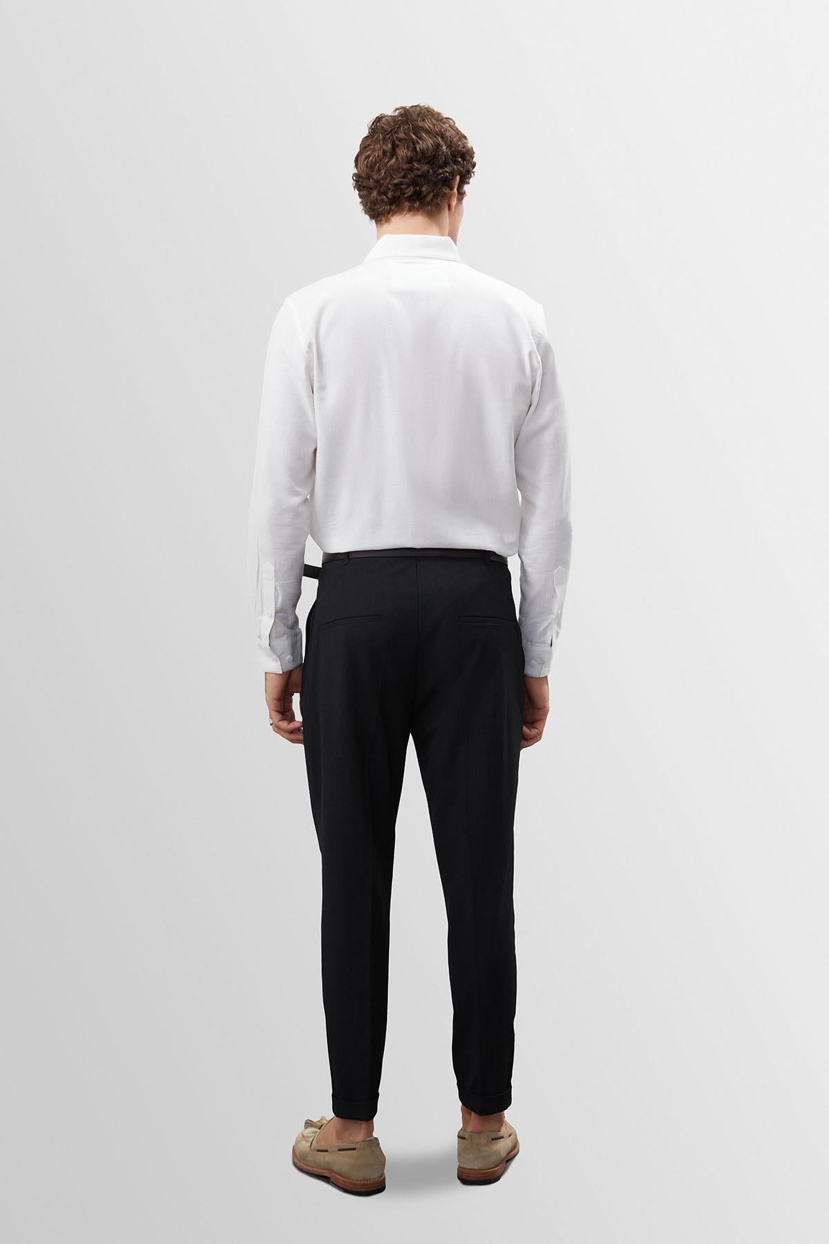 Men's Anthracite High Waist Belted Trousers