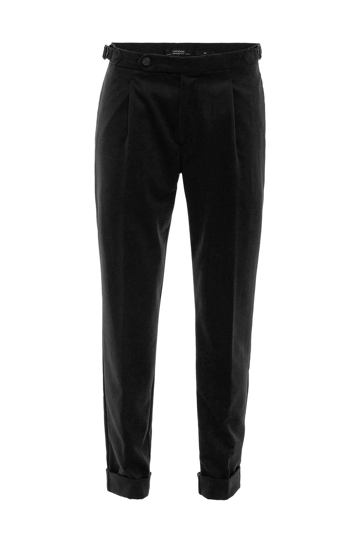 Men's Black High Waist Pleated Trousers