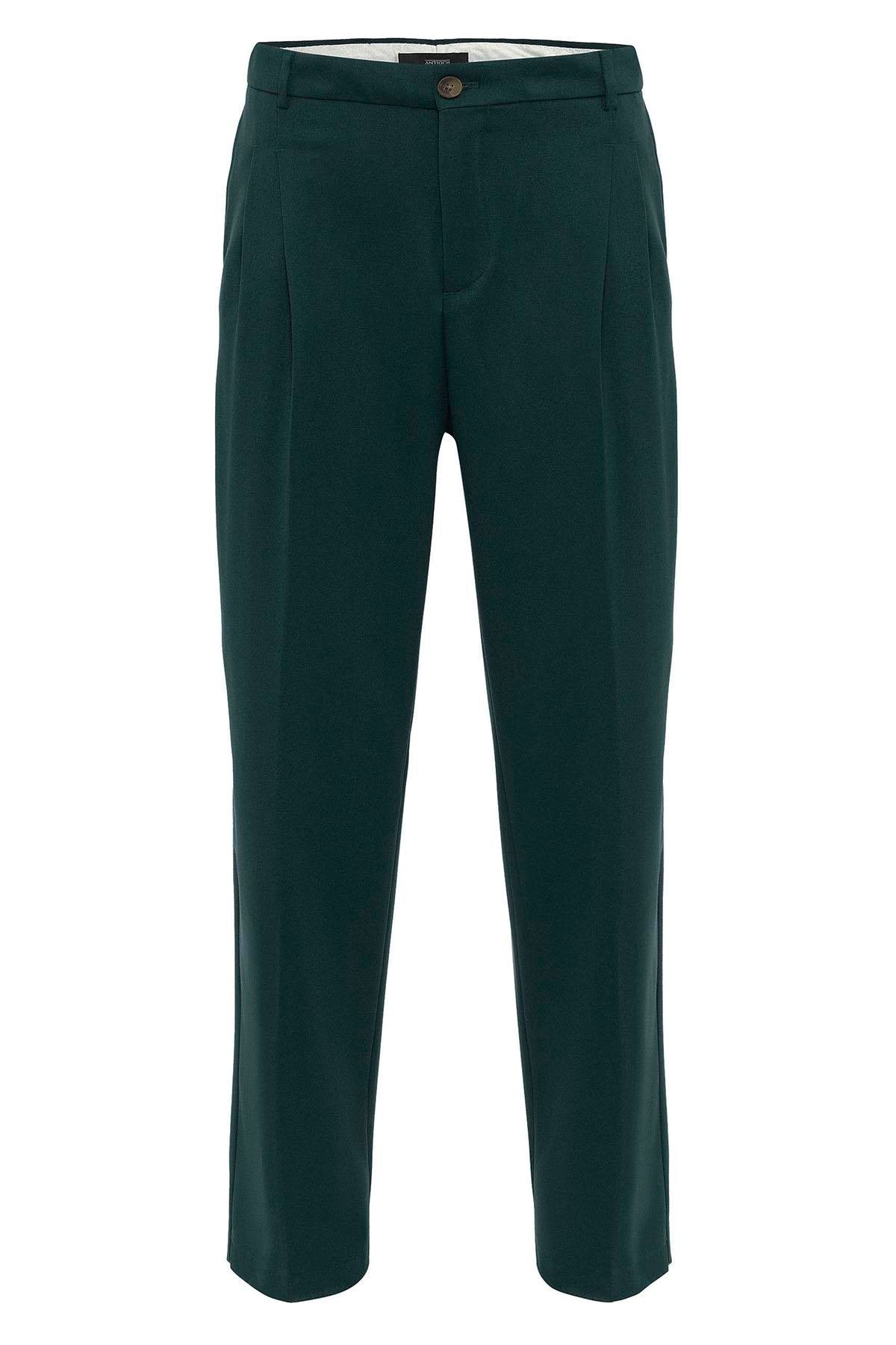 Men's Emerald High Waist Pleated Comfortable Fit Trousers