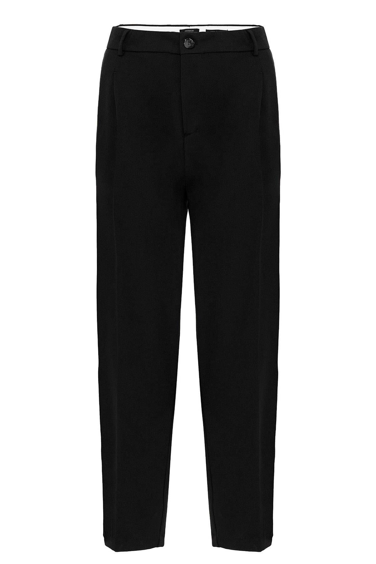 Men's Black High Waist Pleated Comfortable Fit Trousers