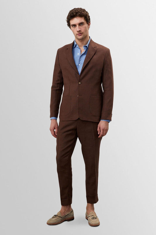 KOALA SYDNEY Men's Brown 100% Linen Blazer Jacket