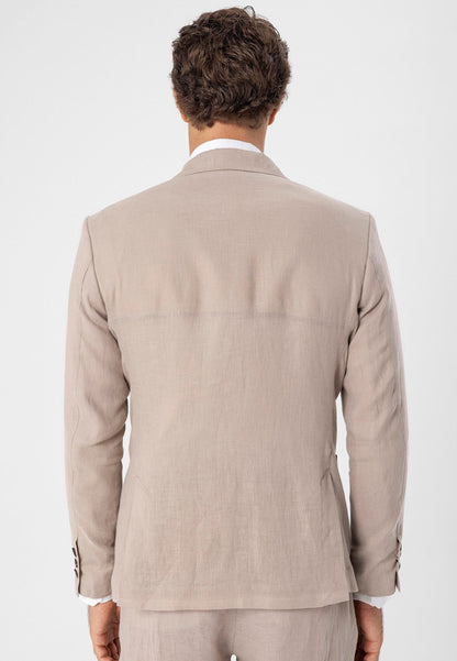 Men's Beige 100% Linen Blazer Jacket