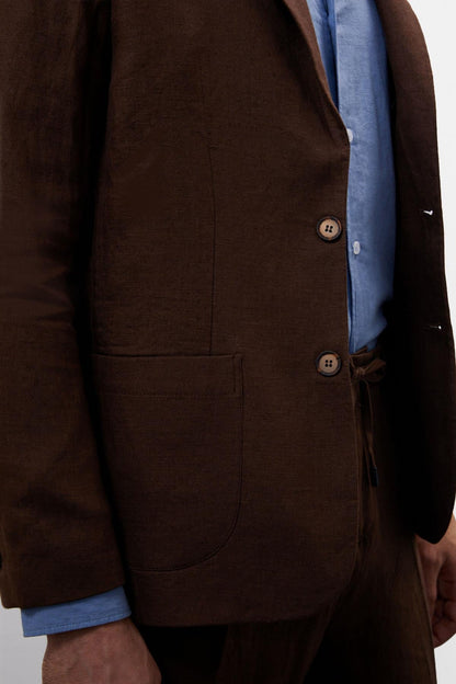Men's Brown 100% Linen Blazer Jacket