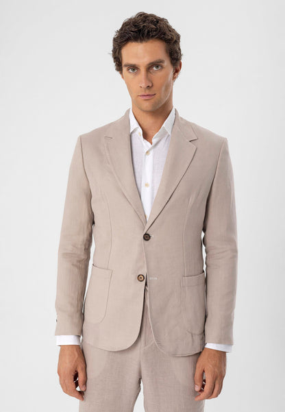 Men's Beige 100% Linen Blazer Jacket