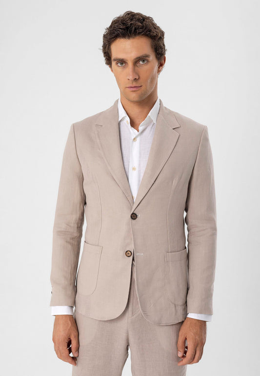 KOALA SYDNEY Men's Beige 100% Linen Blazer Jacket