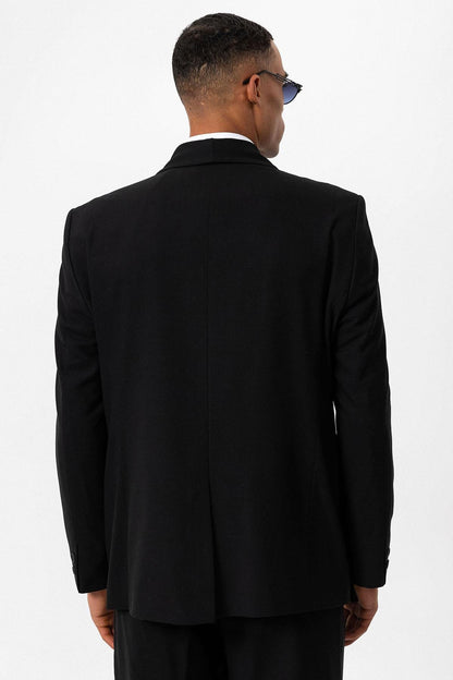 Black Double-Breasted Belted Men's Blazer