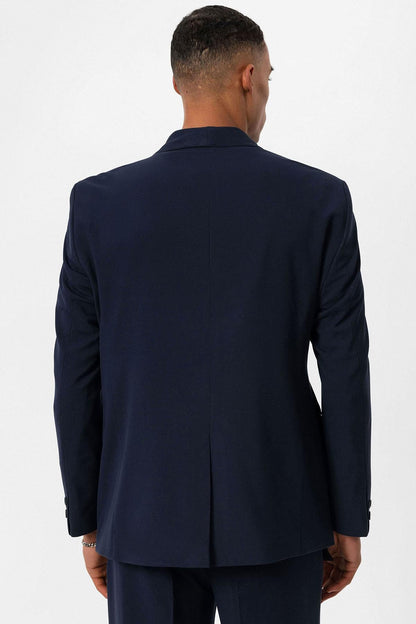 KOALA SYDNEY Men's Navy Blue 100% Linen Pocket Detail Double-Breasted Blazer