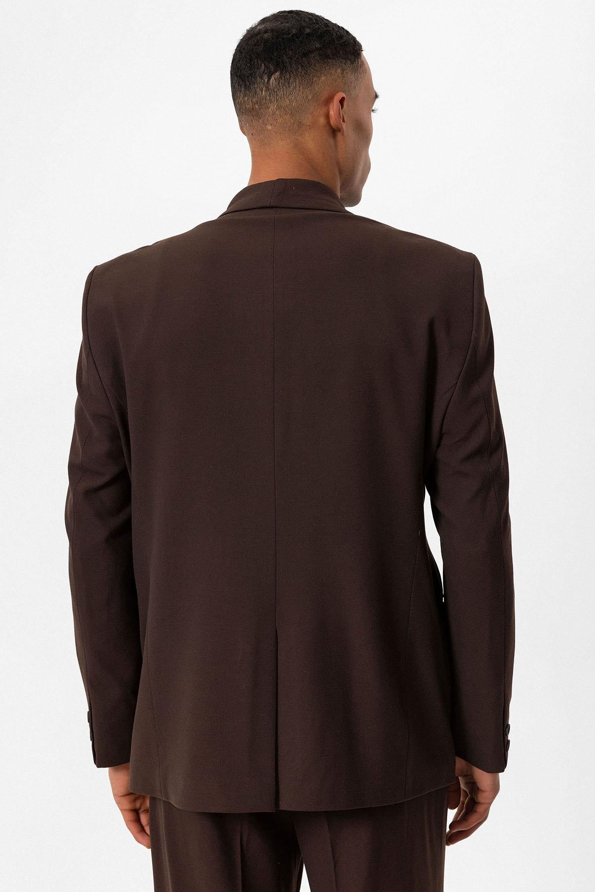 KOALA SYDNEY Men's Brown 100% Linen Pocket Detail Double-Breasted Blazer