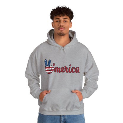 Man's Peace V'merica Hooded Sweatshirt - Comfortable Casual Wear for Celebrations
