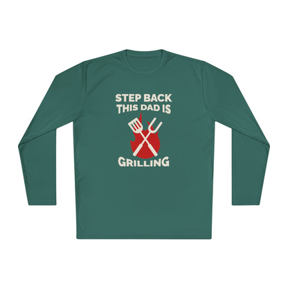 Men's 'Step Back This Dad Is Grilling' Long Sleeve Tee - Perfect for Father's Day & BBQ Lovers