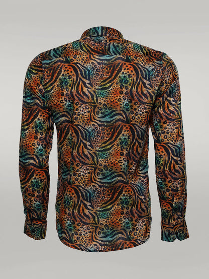Animal Patterned Long Sleeves Multicolor Men Shirt