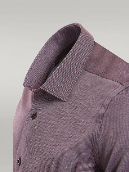 KOALA SYDNEY  Burgundy Patterned Long Sleeves Slim-Fit Shirt -