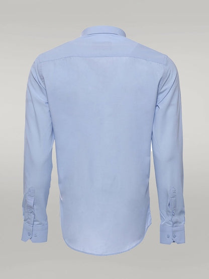 Sky Blue Plain Long Sleeves Regular Fit Shirt