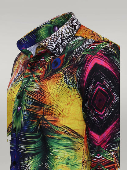 KOALA SYDNEY  Peacock Pattern Long Sleeves Multicolor Men Shirt -