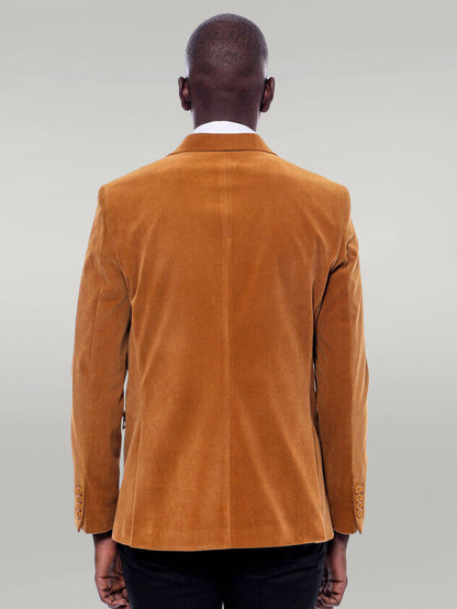 Wide Peak Lapel Velvet Yellow Blazer