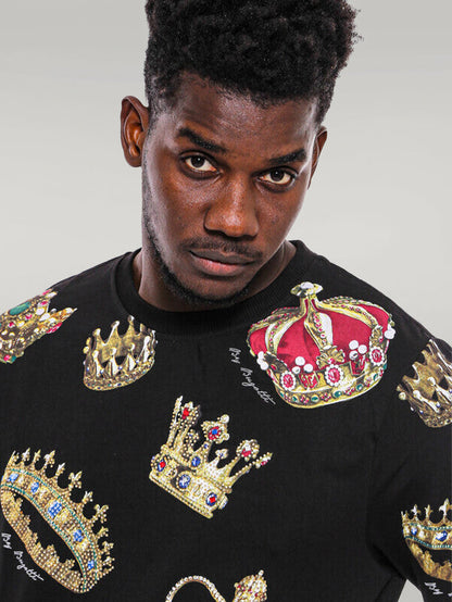 Black Patterned Slim Fit Sweatshirt - Wessi