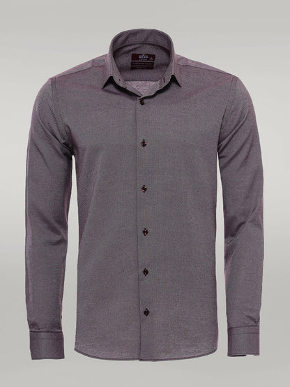 KOALA SYDNEY  Burgundy Patterned Long Sleeves Slim-Fit Shirt -